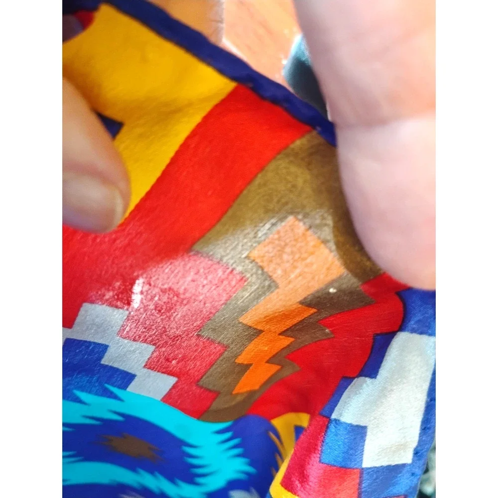 Kenzo Silk Satin Square Scarf Geometric Ikat Diamond Dopamine Festival Bold